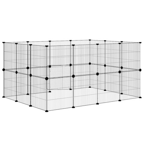 KLATKA DLA ZWIERZĄT Z BRAMKĄ 28 PANELI CZARNA 35X35CM STAL