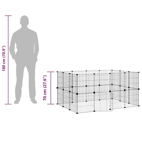 KLATKA DLA ZWIERZĄT Z BRAMKĄ 28 PANELI CZARNA 35X35CM STAL