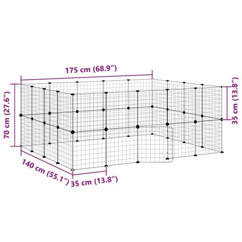 KLATKA DLA ZWIERZĄT Z BRAMKĄ 36 PANELI CZARNA 35X35CM STAL