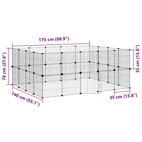 KLATKA DLA ZWIERZĄT Z BRAMKĄ 36 PANELI CZARNA 35X35CM STAL