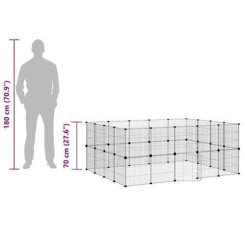 KLATKA DLA ZWIERZĄT Z BRAMKĄ 36 PANELI CZARNA 35X35CM STAL