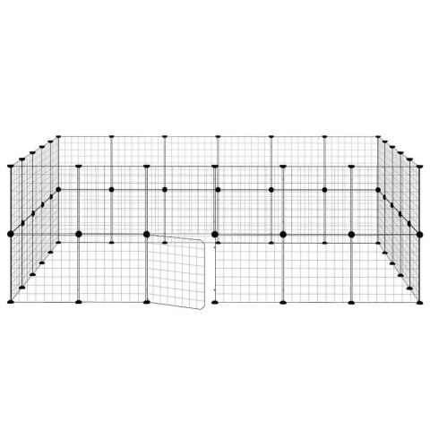 KLATKA DLA ZWIERZĄT Z BRAMKĄ 44 PANELE CZARNA 35X35CM STAL