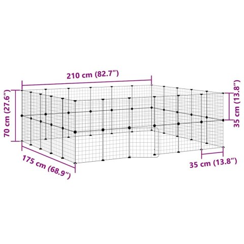 KLATKA DLA ZWIERZĄT Z BRAMKĄ 44 PANELE CZARNA 35X35CM STAL