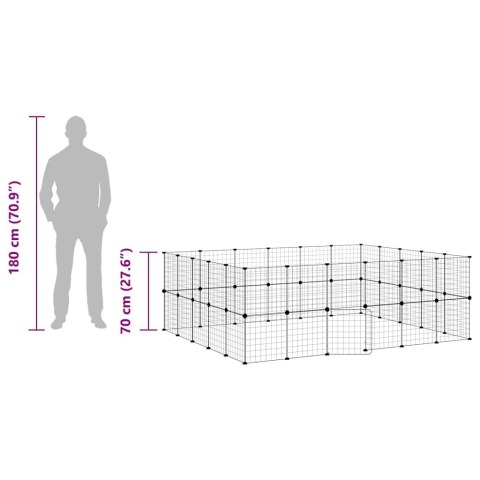 KLATKA DLA ZWIERZĄT Z BRAMKĄ 44 PANELE CZARNA 35X35CM STAL