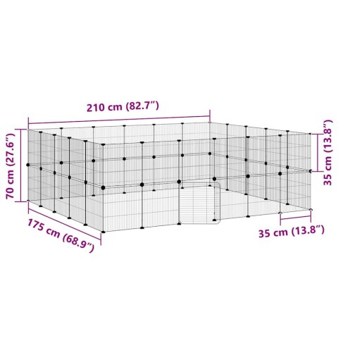 KLATKA DLA ZWIERZĄT Z BRAMKĄ 44 PANELE CZARNA 35X35CM STAL