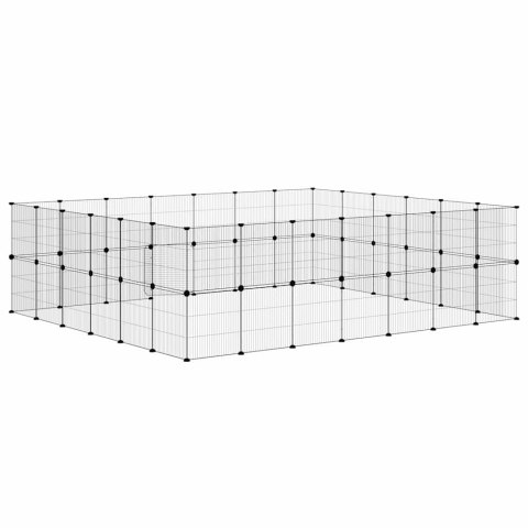 KLATKA DLA ZWIERZĄT Z BRAMKĄ 52 PANELE CZARNA 35X35CM STAL
