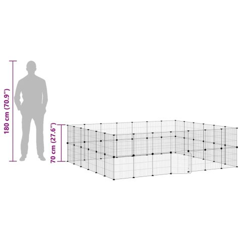 KLATKA DLA ZWIERZĄT Z BRAMKĄ 52 PANELE CZARNA 35X35CM STAL