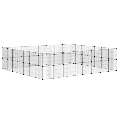 KLATKA DLA ZWIERZĄT Z BRAMKĄ 60 PANELI CZARNA 35X35CM STAL