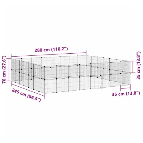 KLATKA DLA ZWIERZĄT Z BRAMKĄ 60 PANELI CZARNA 35X35CM STAL