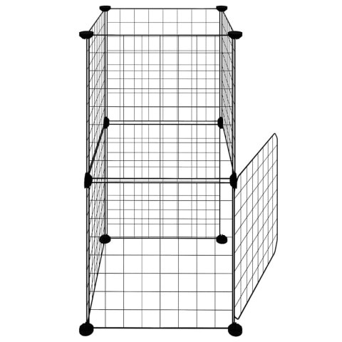 KLATKA DLA ZWIERZĄT Z BRAMKĄ 8 PANELI CZARNA 35X35CM STAL