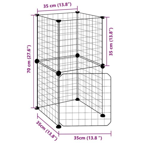 KLATKA DLA ZWIERZĄT Z BRAMKĄ 8 PANELI CZARNA 35X35CM STAL