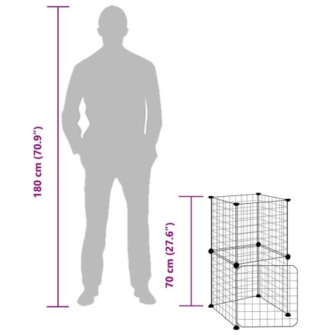 KLATKA DLA ZWIERZĄT Z BRAMKĄ 8 PANELI CZARNA 35X35CM STAL