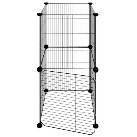 KLATKA DLA ZWIERZĄT Z BRAMKĄ 8 PANELI CZARNA 35X35CM STAL