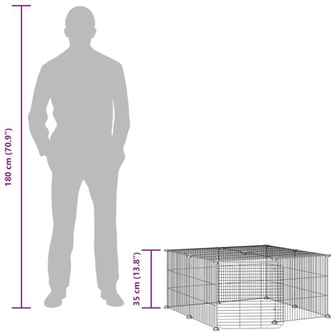 KLATKA DLA ZWIERZĄT Z BRAMKĄ 12 PANELI CZARNA 35X35CM STAL