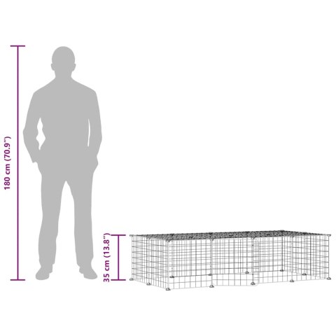 KLATKA DLA ZWIERZĄT Z BRAMKĄ 20 PANELI CZARNA 35X35CM STAL