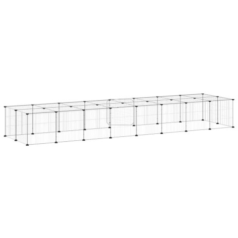 KLATKA DLA ZWIERZĄT Z BRAMKĄ 36 PANELI CZARNA 35X35CM STAL