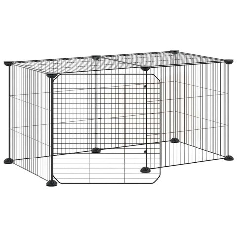 KLATKA DLA ZWIERZĄT Z BRAMKĄ 8 PANELI CZARNA 35X35CM STAL