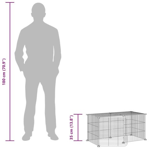 KLATKA DLA ZWIERZĄT Z BRAMKĄ 8 PANELI CZARNA 35X35CM STAL