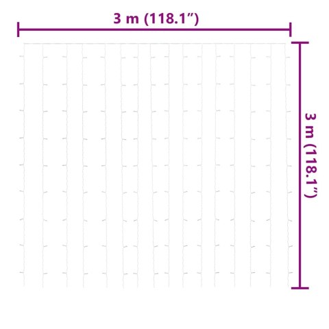 BAJKOWA ZASŁONA ŚWIETLNA 3X3M 300 LED CIEPŁA BIEL 8 FUNKCJI