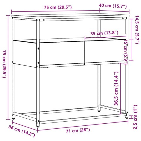 KONSOLA CZARNY DĄB 75X40X75CM DREWNO INŻYNIERYJNE I METAL