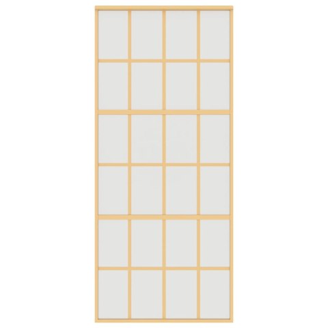 VidaXL Drzwi przesuwne, złote, 90x205 cm, mrożone szkło ESG, aluminium