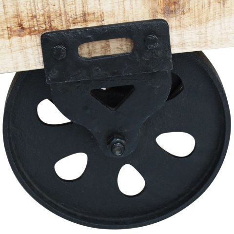 VidaXL Stolik kawowy z kołami, surowe drewno mango