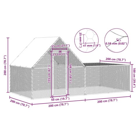 WOLIERA DLA KUR 4X2X2M GALWANIZOWANA STAL