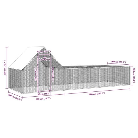 WOLIERA DLA KUR 6X2X2M GALWANIZOWANA STAL