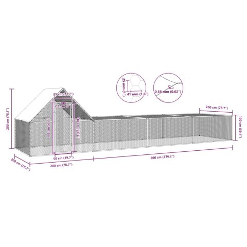 WOLIERA DLA KUR 8X2X2M GALWANIZOWANA STAL