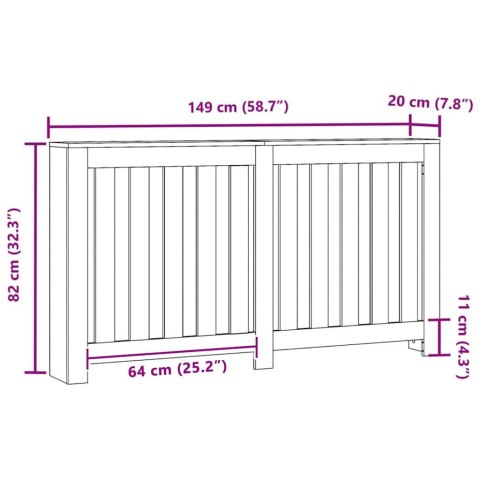 OSŁONA GRZEJNIKA KALORYFERA CZARNY DĄB 149X20X82CM