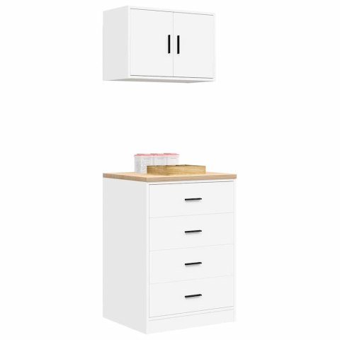 VidaXL Szafki garażowe 2 szt. Białe drewno klejone