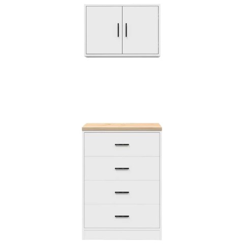 VidaXL Szafki garażowe 2 szt. Białe drewno klejone