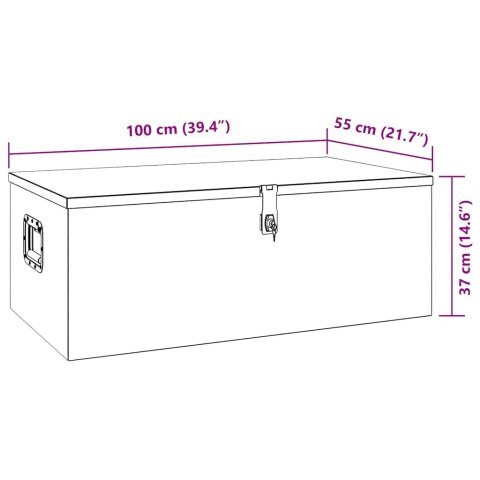 SKRZYNKA DO PRZECHOWYWANIA SREBRNA 100X55X37CM ALUMINIUM