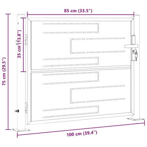 BRAMA OGRODOWA Z BLOKADĄ SREBRNY 85X70CM STAL NIERDZEWNA