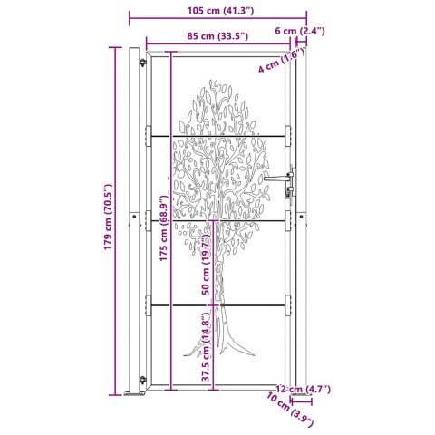 FURTKA OGRODOWA 105X180CM STAL KORTENOWSKA MOTYW DRZEWA