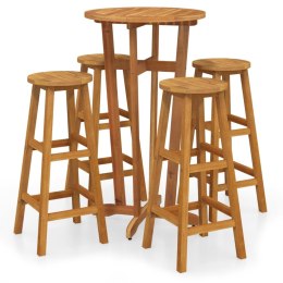 VidaXL 5-cz. zestaw ogrodowych mebli barowych, lite drewno akacjowe