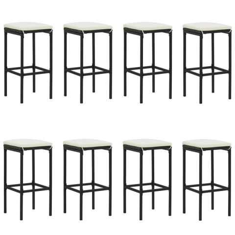 VidaXL 9-cz. zestaw mebli barowych do ogrodu, z poduszkami, czarny