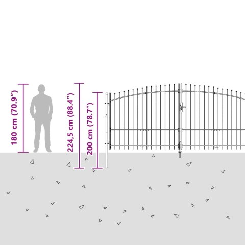 VidaXL Brama ogrodowa Czarny 100 x 500 cm