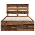 VidaXL Ramka łóżka Stare drewno 120 x 190 cm Lite drewno sosnowe