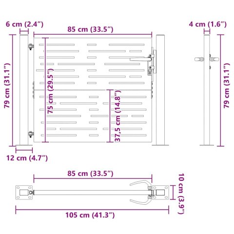 FURTKA OGRODOWA 105X80CM STAL KORTENOWSKA MOTYW PROSTOKĄTY