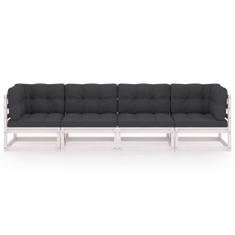 4-OSOBOWA SOFA OGRODOWA Z PODUSZKAMI DREWNO SOSNOWE