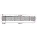 VidaXL Klatka dla psa, z dachem i drzwiami, szara, 10x2x2 m, stal