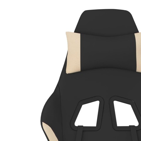 VidaXL Fotel gamingowy, z masażem, czarno-kremowy, tkanina