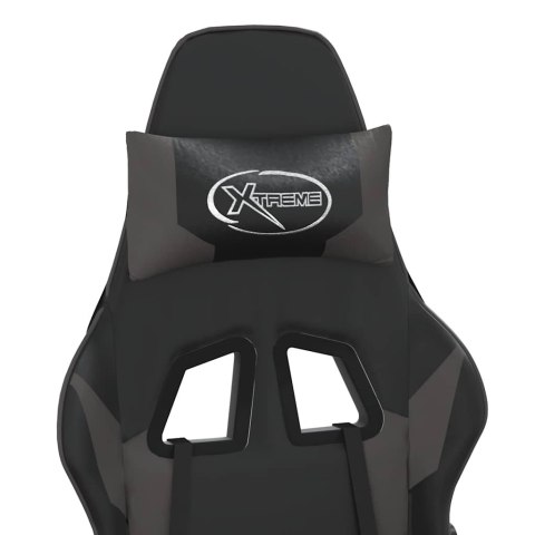 MASUJĄCY FOTEL GAMINGOWY Z PODNÓŻKIEM CZARNO-SZARY