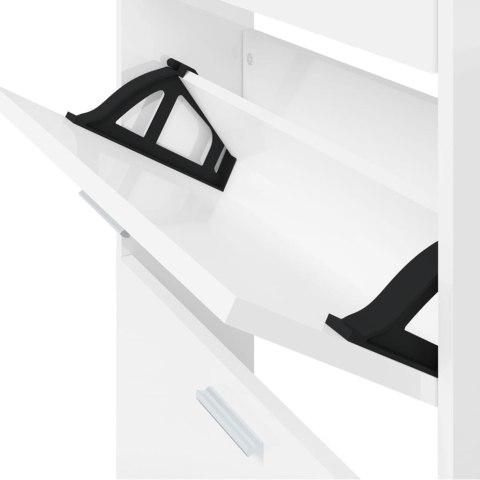 VidaXL Szafa na buty, wysoki połysk, biała, 59x17x169 cm