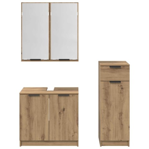 VidaXL Zestaw mebli łazienkowych z szufladą 3 pcs Dąb rzemieślniczy