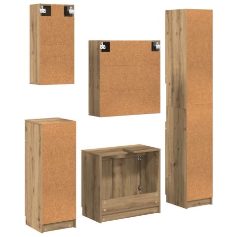 VidaXL Zestaw mebli łazienkowych z szufladą 5 pcs Dąb rzemieślniczy