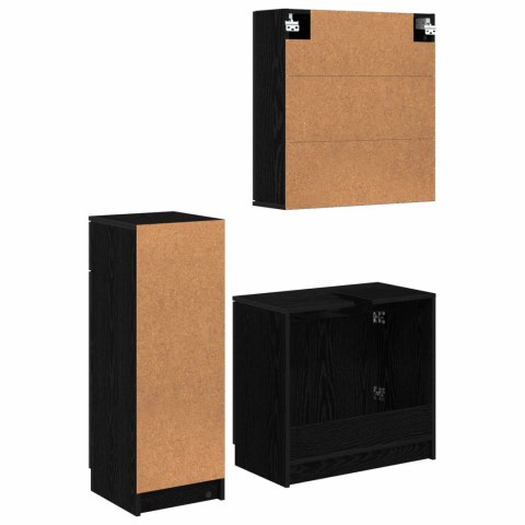 VidaXL Zestaw mebli łazienkowych z szufladą Z lustrem 3 pcs Czarny Dąb