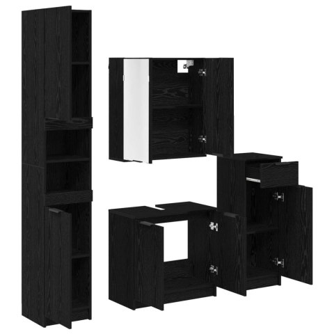VidaXL Zestaw mebli łazienkowych z szufladą z półką 4 pcs Czarny Dąb