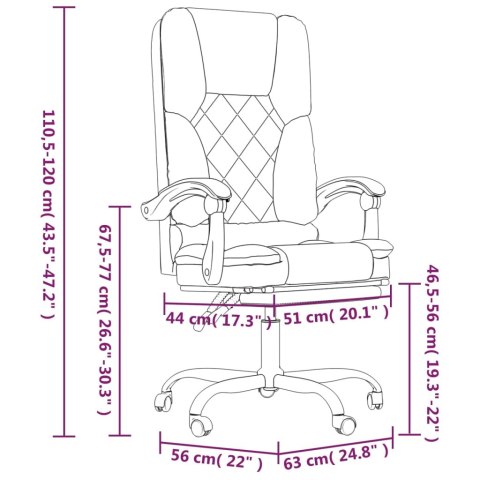 VidaXL Rozkładane, masujące krzesło biurowe, różowe, sztuczna skóra